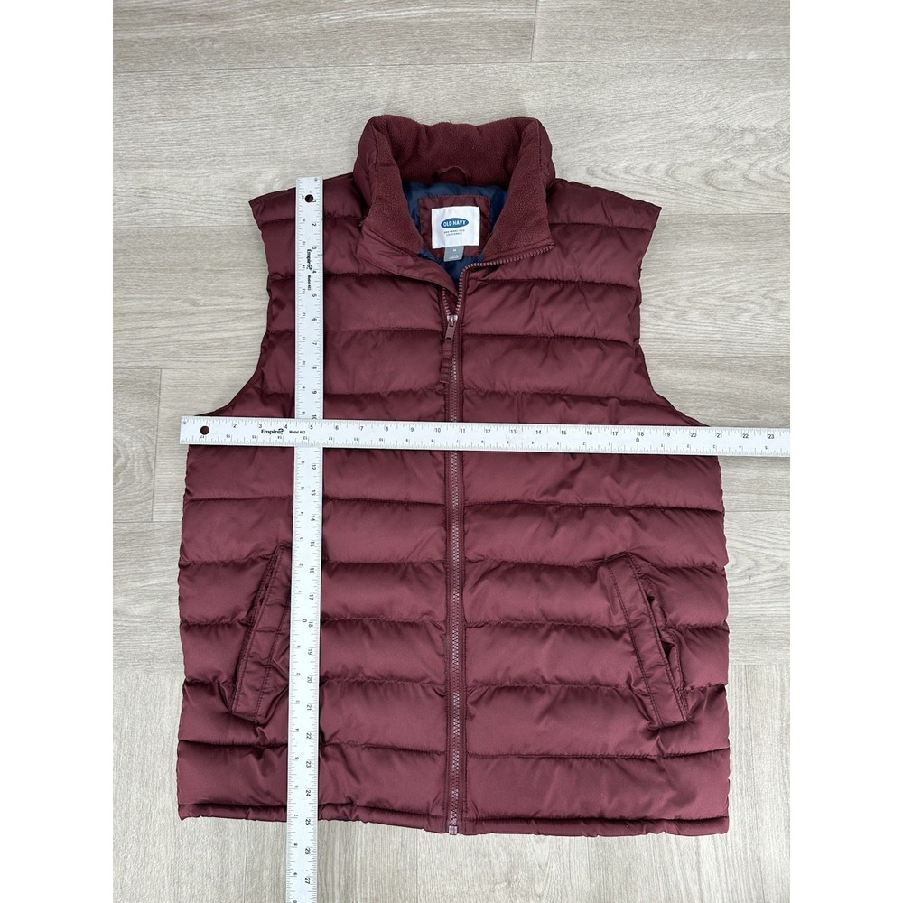 Lot of 2 Old Navy Puffer Vest Men's Medium Green Blue Burgundy Full Zip - Picture 6 of 8